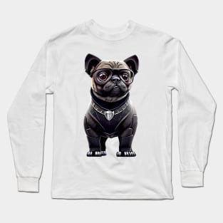 Cute Black Pug in Panther Costume - Adorable Pug Dressed as a Fierce Jungle Cat Long Sleeve T-Shirt